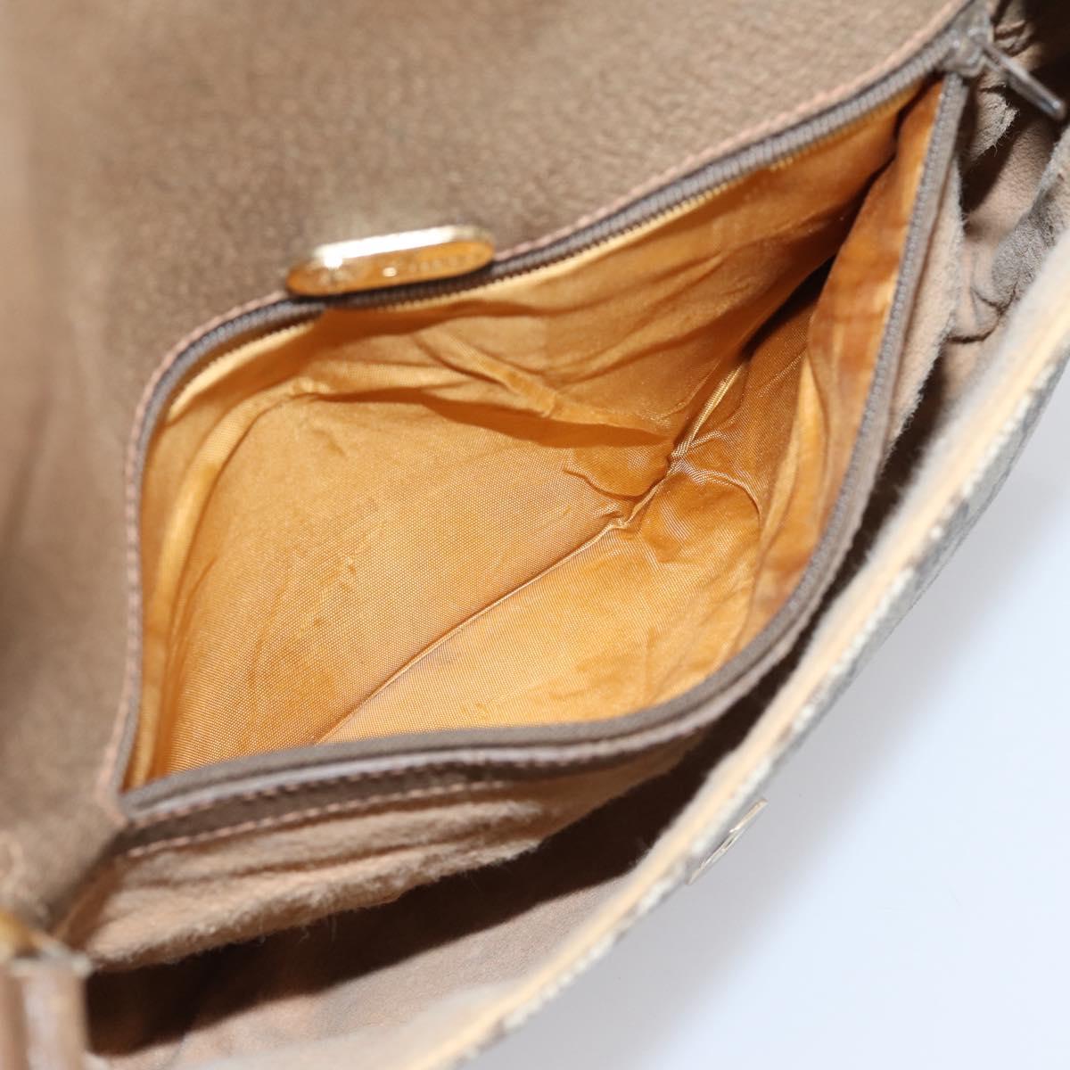 GUCCI GG Supreme Shoulder Bag PVC Beige Gold Auth ep16328