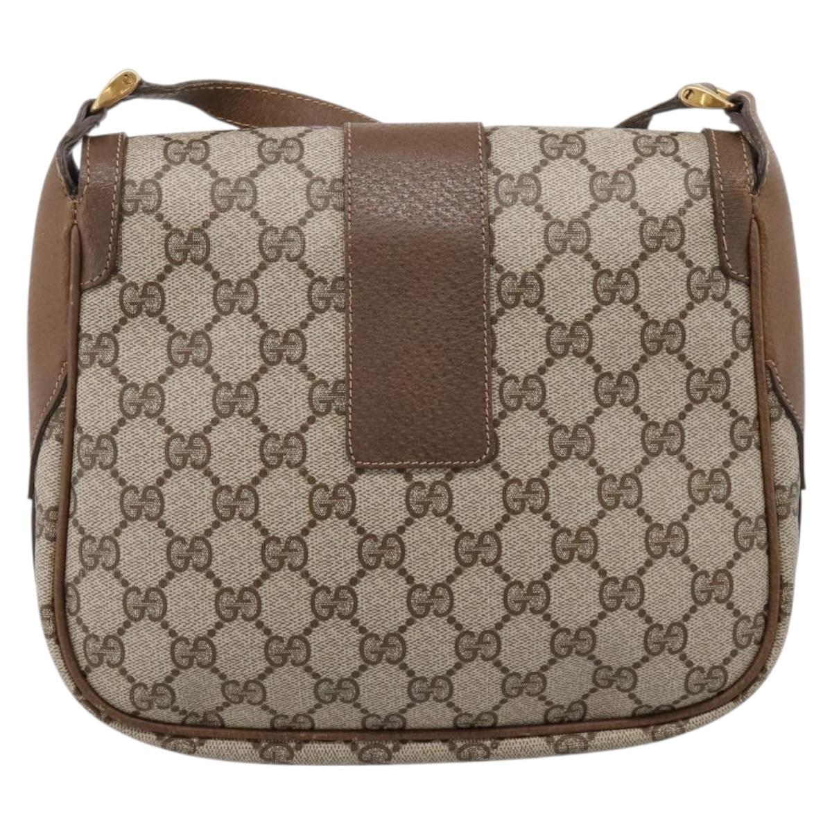 GUCCI GG Supreme Shoulder Bag PVC Beige Gold Auth ep16328