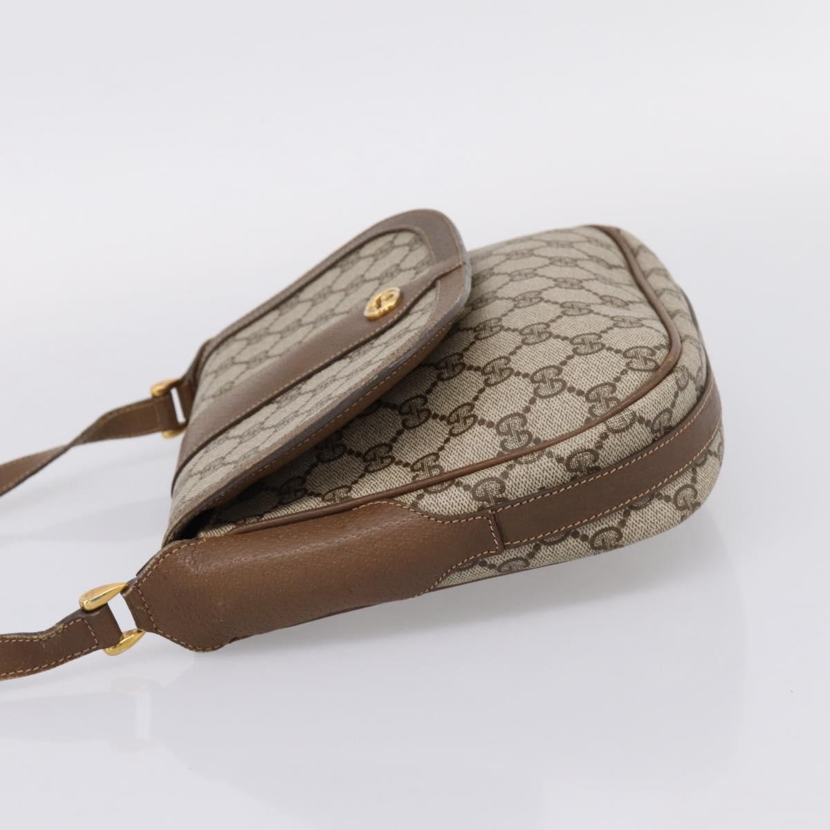 GUCCI GG Supreme Shoulder Bag PVC Beige Gold Auth ep16328