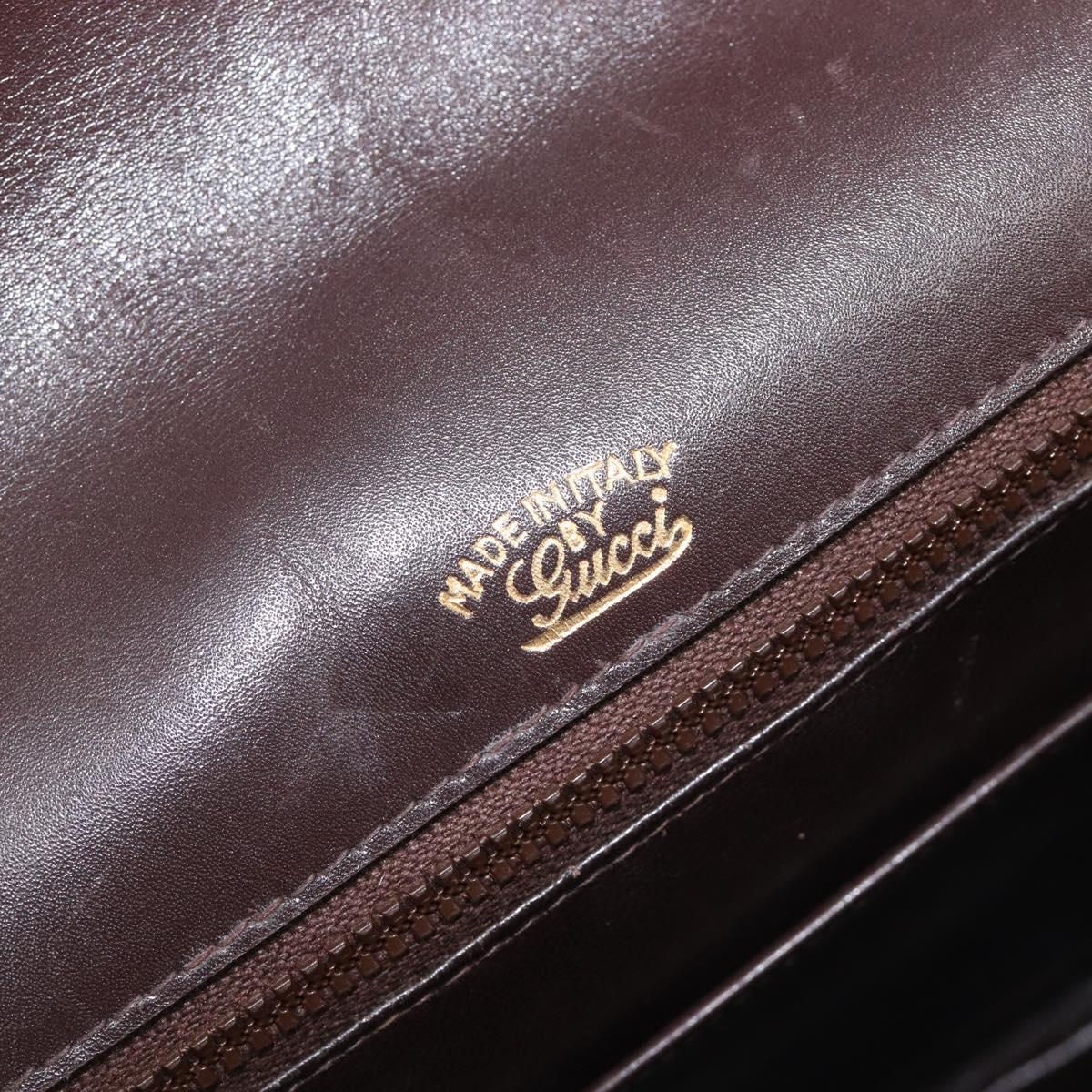 GUCCI Shoulder Bag Suede Dark Brown Gold Auth ep16331