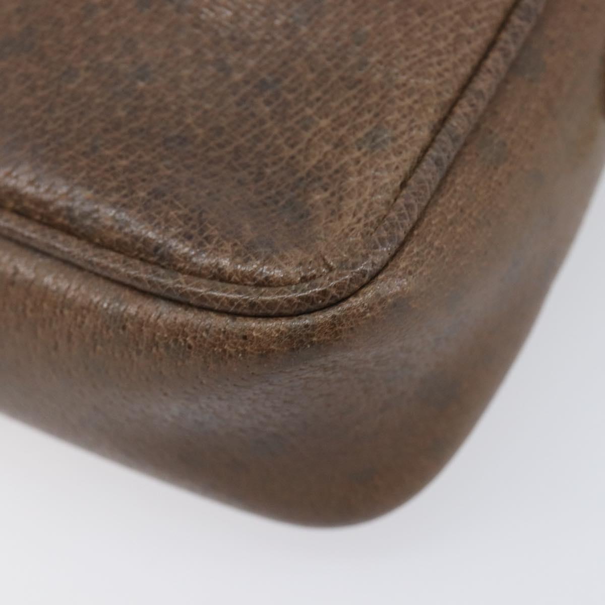 GUCCI Shoulder Bag Leather Brown Gold Auth ep16333