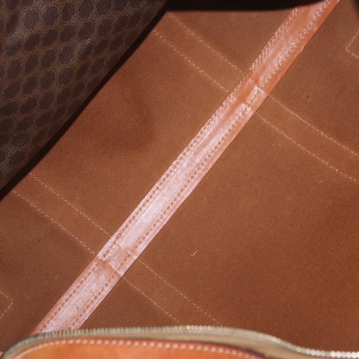 CELINE Macadam Canvas Boston Bag PVC Leather Brown Gold Auth ep16336