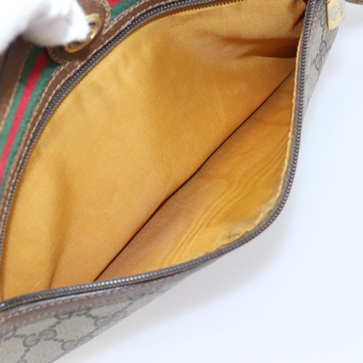 GUCCI GG Supreme Web Sherry Line Bag PVC Beige Gold 119 02 088 Auth ep16339