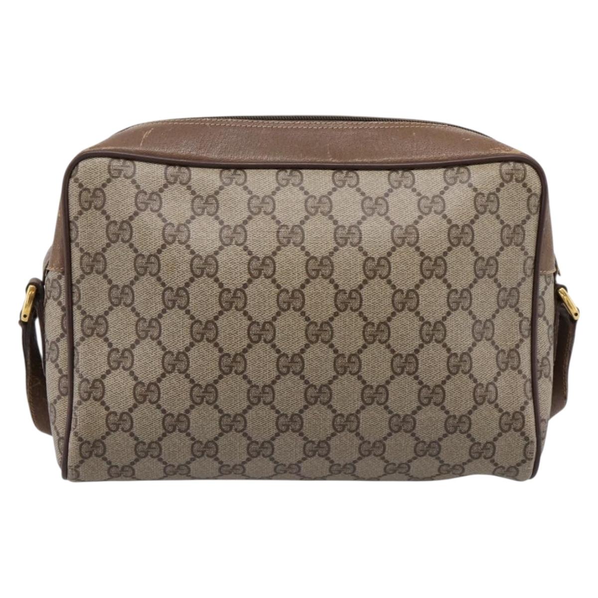 GUCCI GG Supreme Web Sherry Line Bag PVC Beige Gold 119 02 088 Auth ep16339