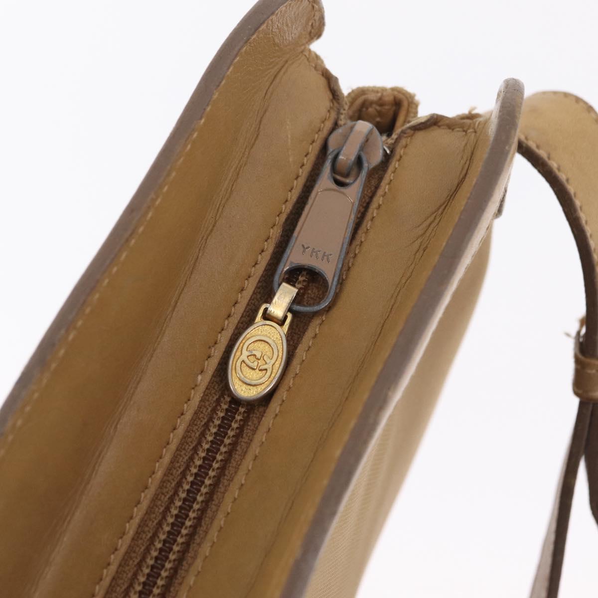 GUCCI Web Sherry Line Shoulder Bag Canvas Beige Gold Auth ep16340
