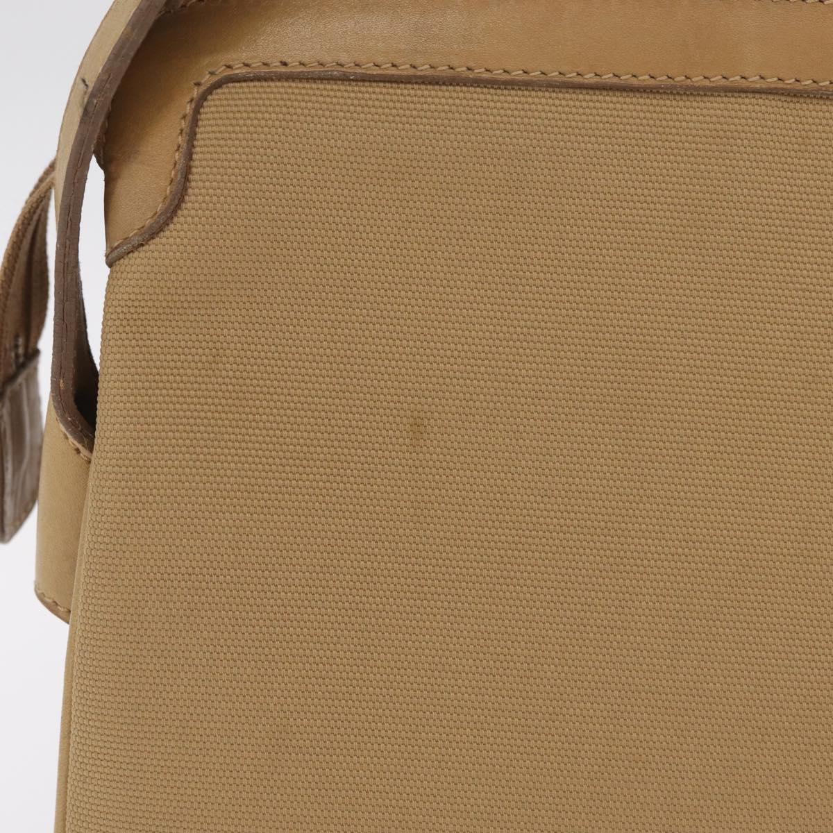 GUCCI Web Sherry Line Shoulder Bag Canvas Beige Gold Auth ep16340