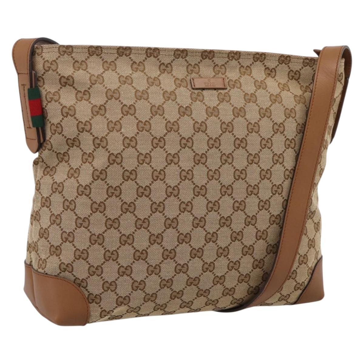 GUCCI GG Canvas Shoulder Bag Beige Silver 308930 Auth ep16355A