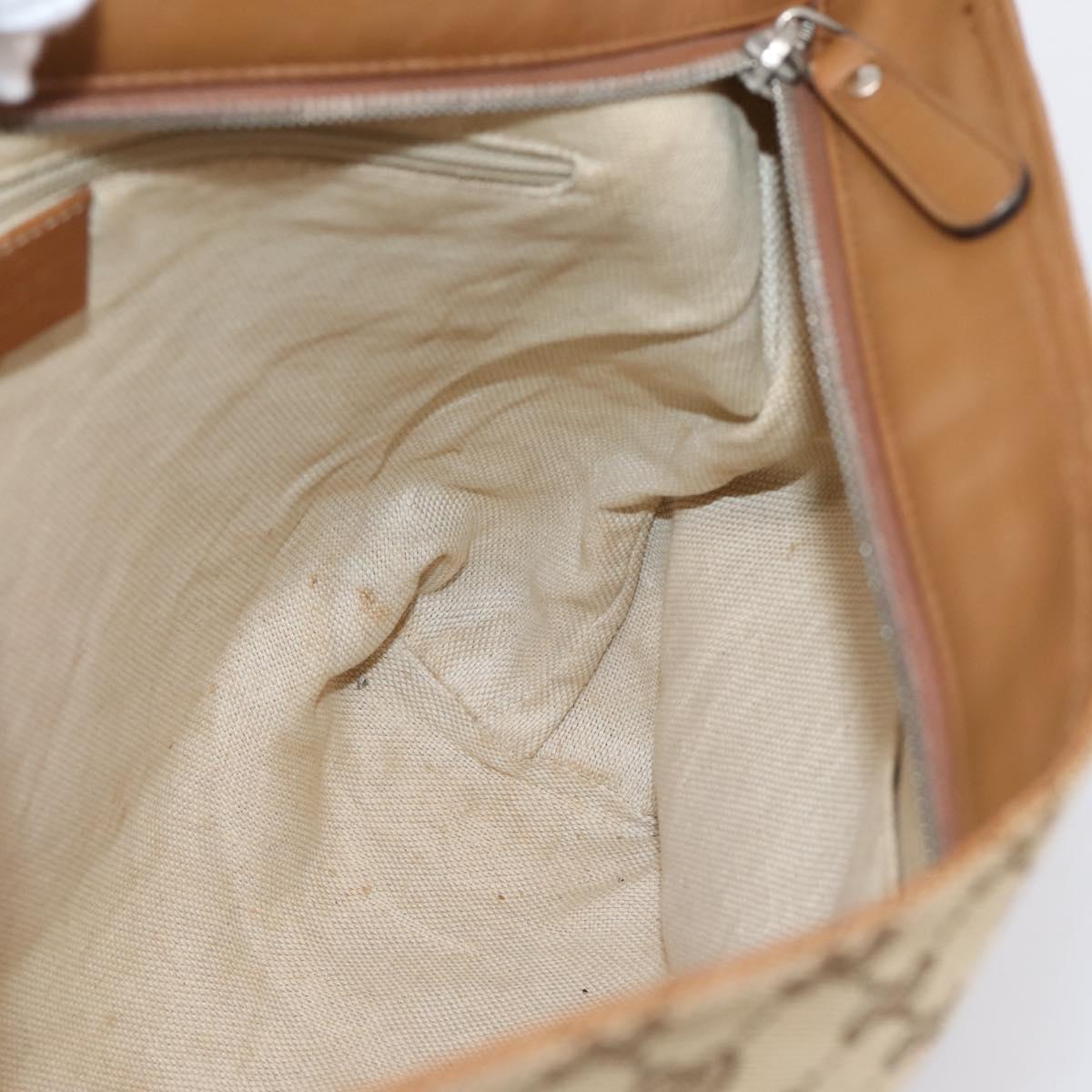 GUCCI GG Canvas Shoulder Bag Beige Silver 308930 Auth ep16355A