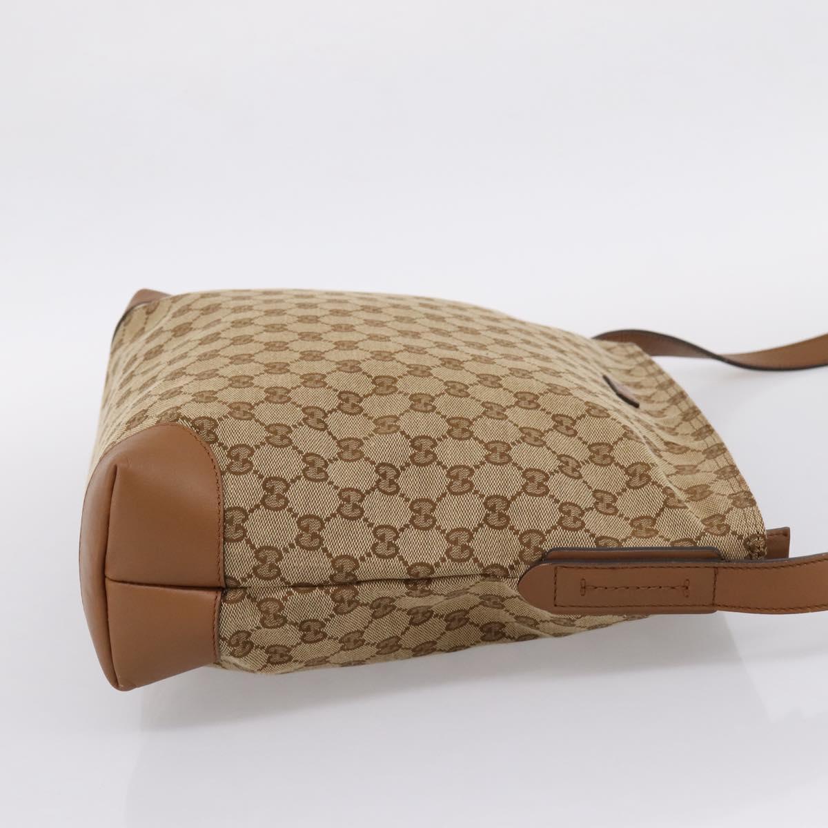 GUCCI GG Canvas Shoulder Bag Beige Silver 308930 Auth ep16355A