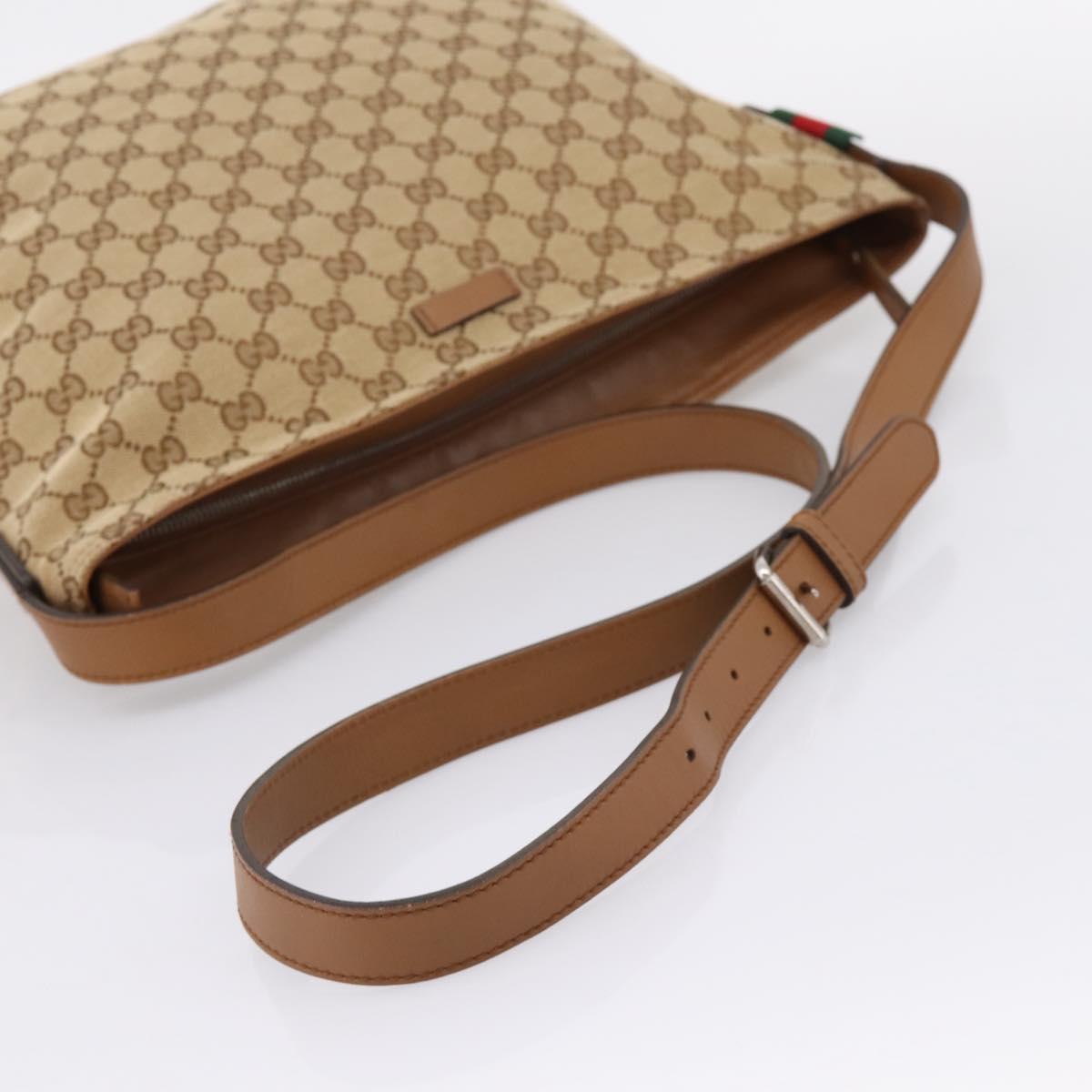 GUCCI GG Canvas Shoulder Bag Beige Silver 308930 Auth ep16355A