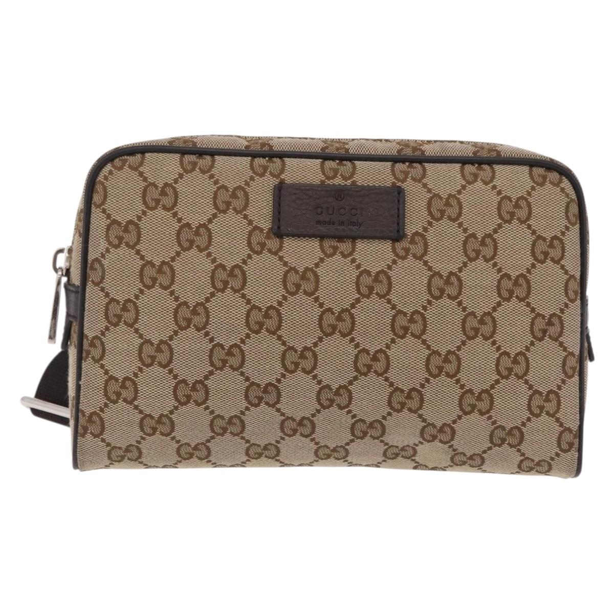 GUCCI GG Canvas Waist Bag Outlet Beige Silver 449174 Auth ep16363V