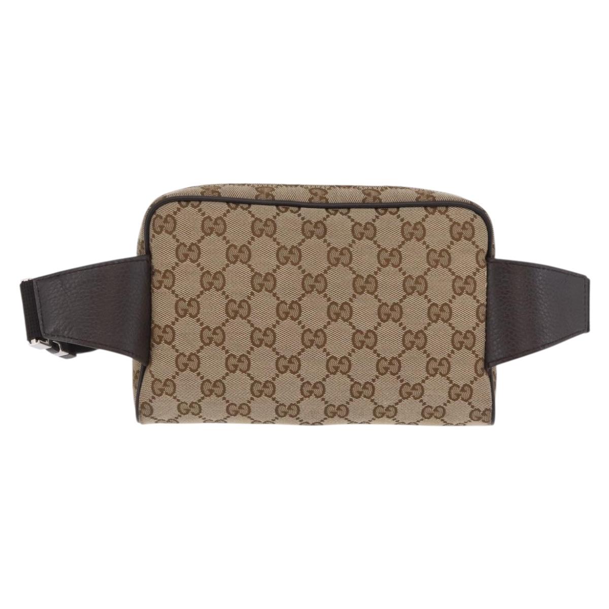 GUCCI GG Canvas Waist Bag Outlet Beige Silver 449174 Auth ep16363V