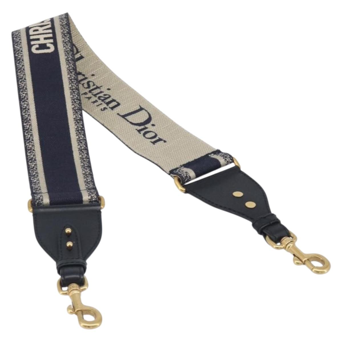 Christian Dior Trotter Canvas Shoulder Strap 36.6"" Navy Gold Auth ep16366