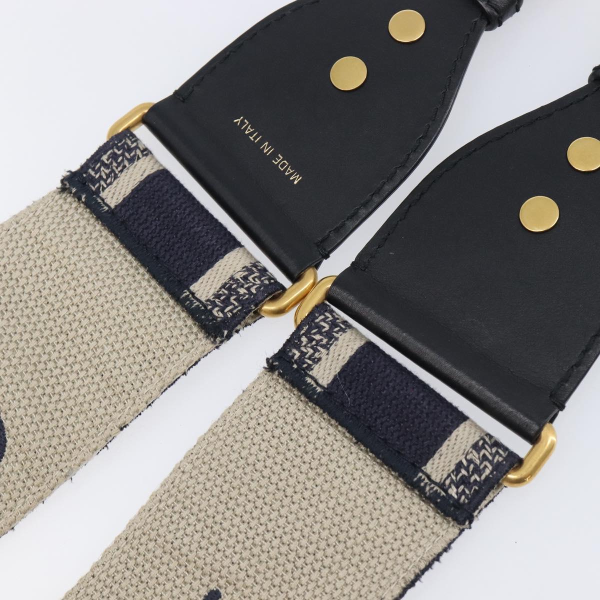 Christian Dior Trotter Canvas Shoulder Strap 36.6"" Navy Gold Auth ep16366