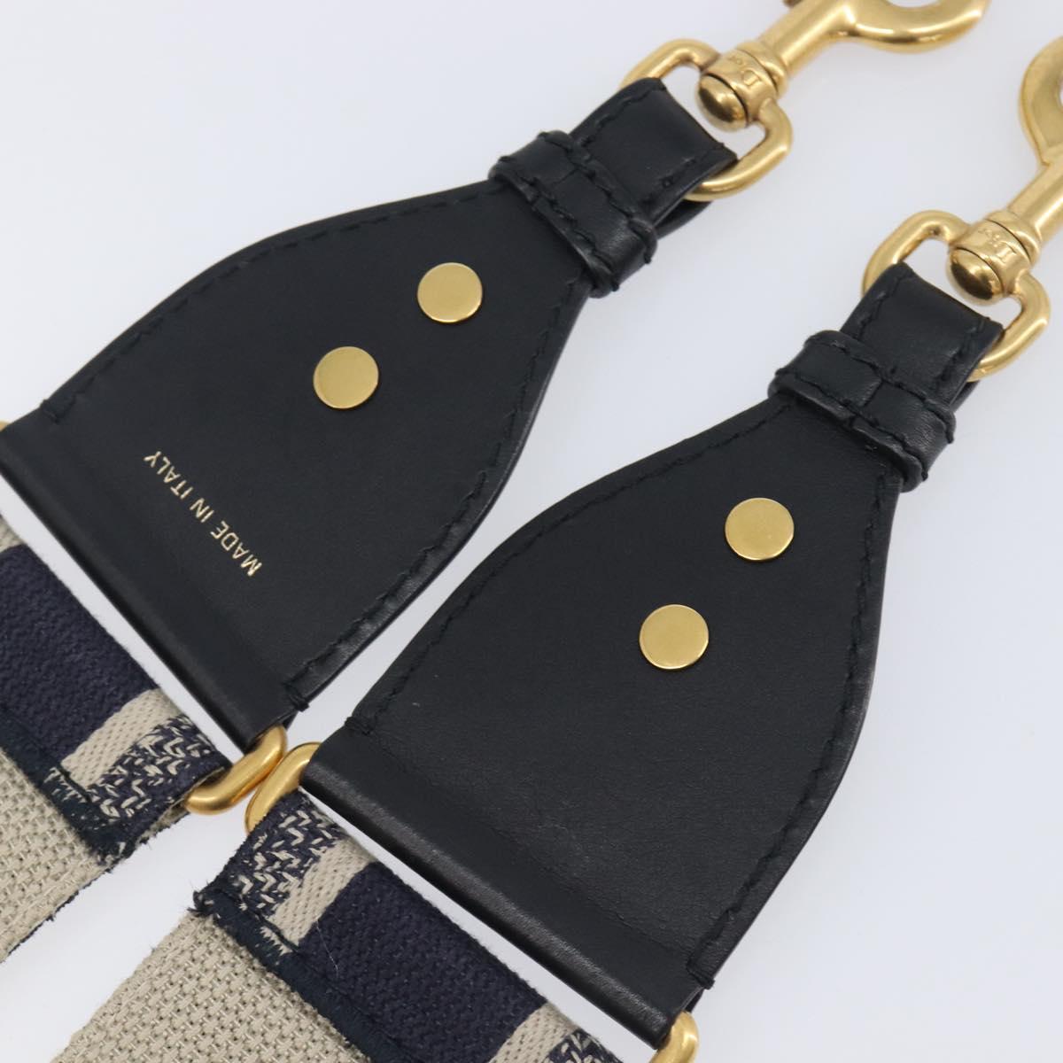 Christian Dior Trotter Canvas Shoulder Strap 36.6"" Navy Gold Auth ep16366