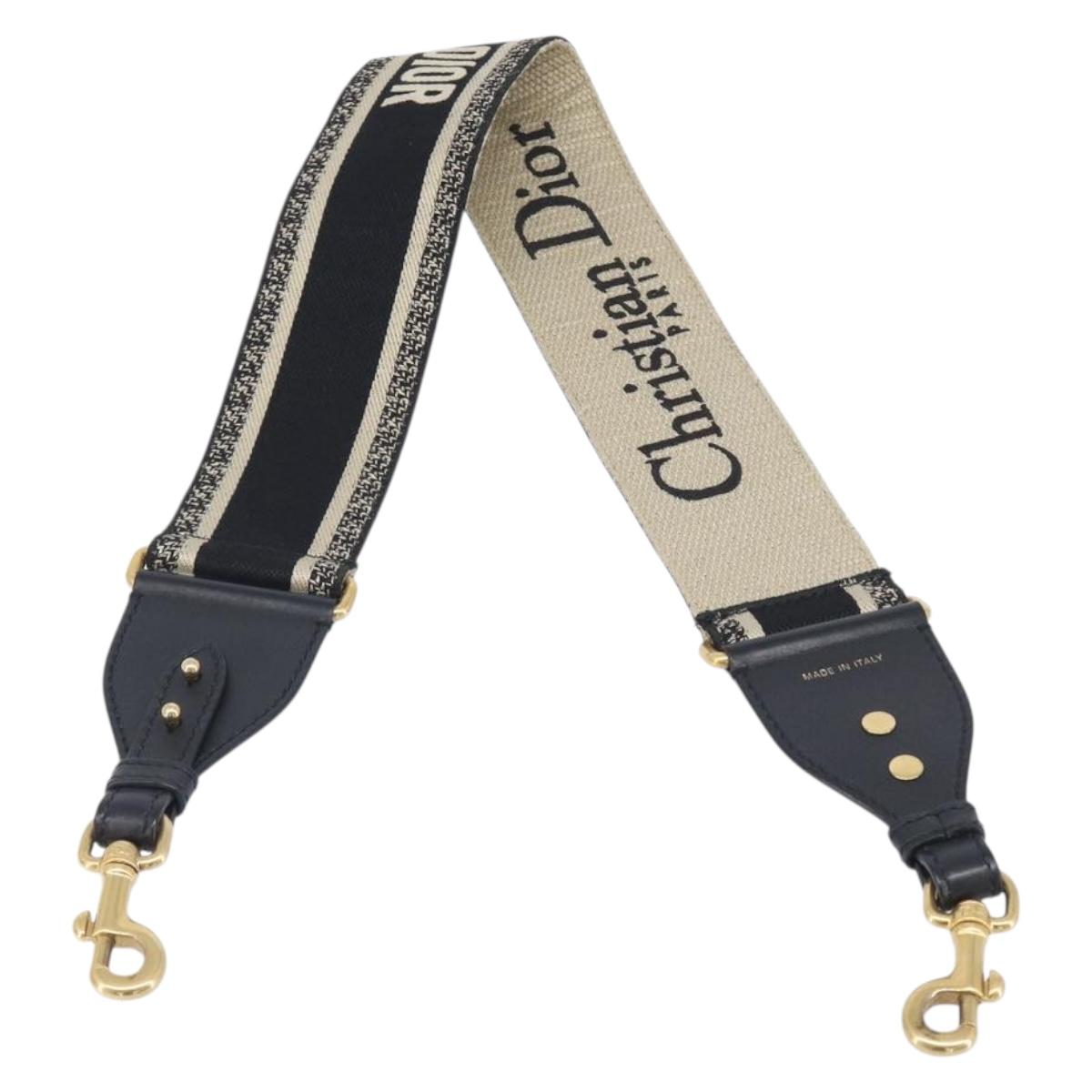 Christian Dior Trotter Canvas Shoulder Strap 36.6"" Navy Gold Auth ep16367
