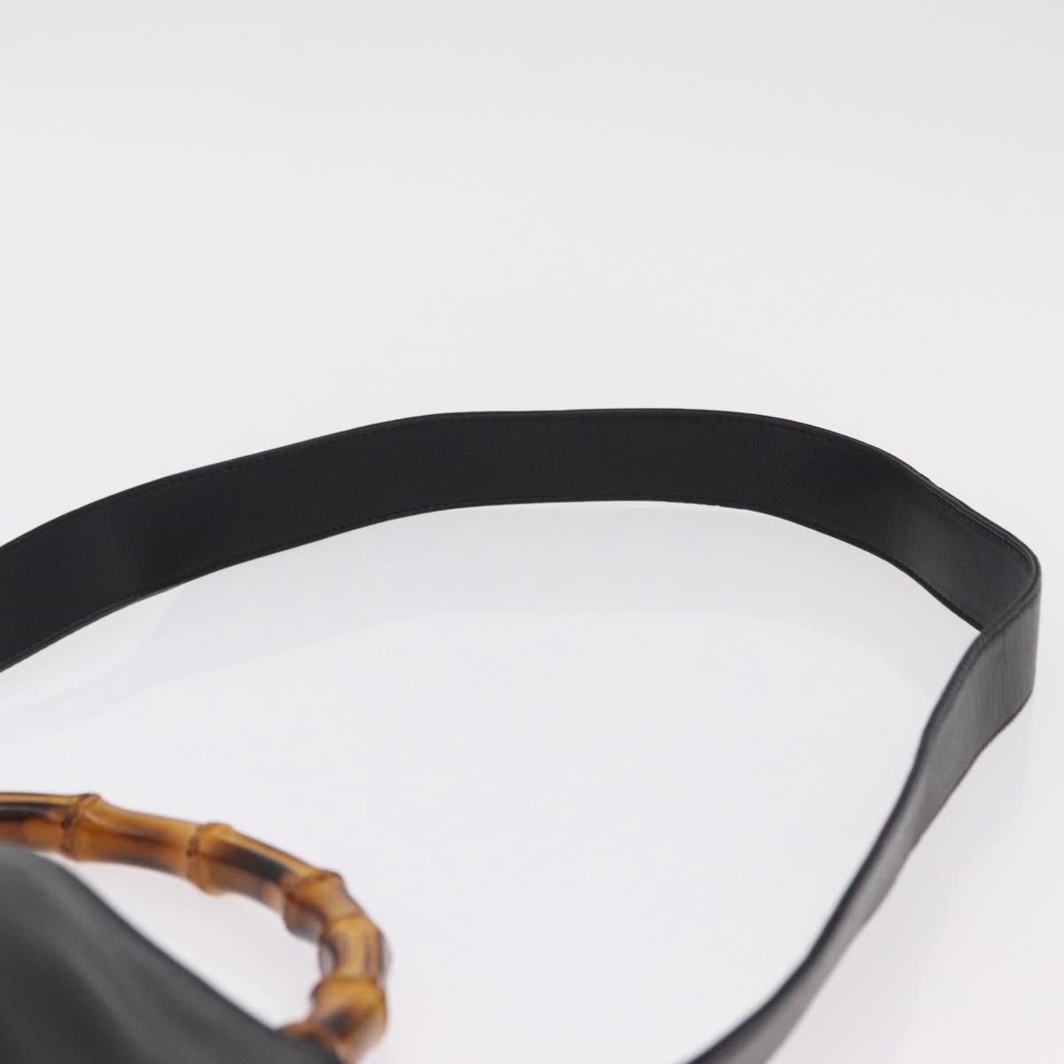 GUCCI Bamboo Hand Bag Leather 2way Black Gold 001 1638 Auth ep16370