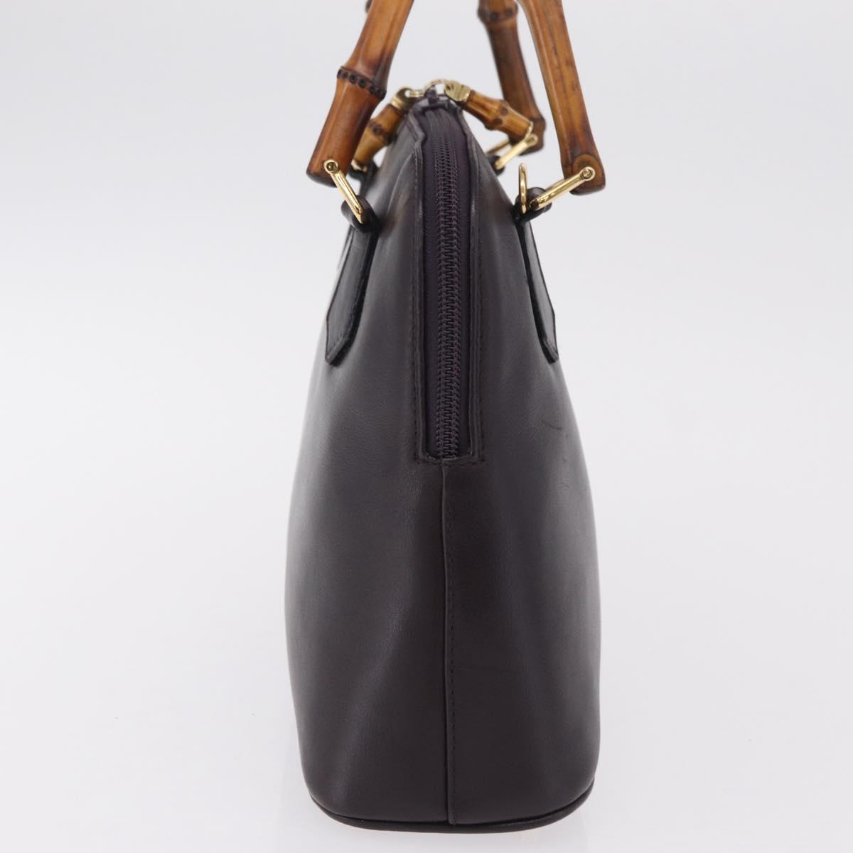 GUCCI Bamboo Hand Bag Leather Purple Gold 000 1186 Auth ep16375