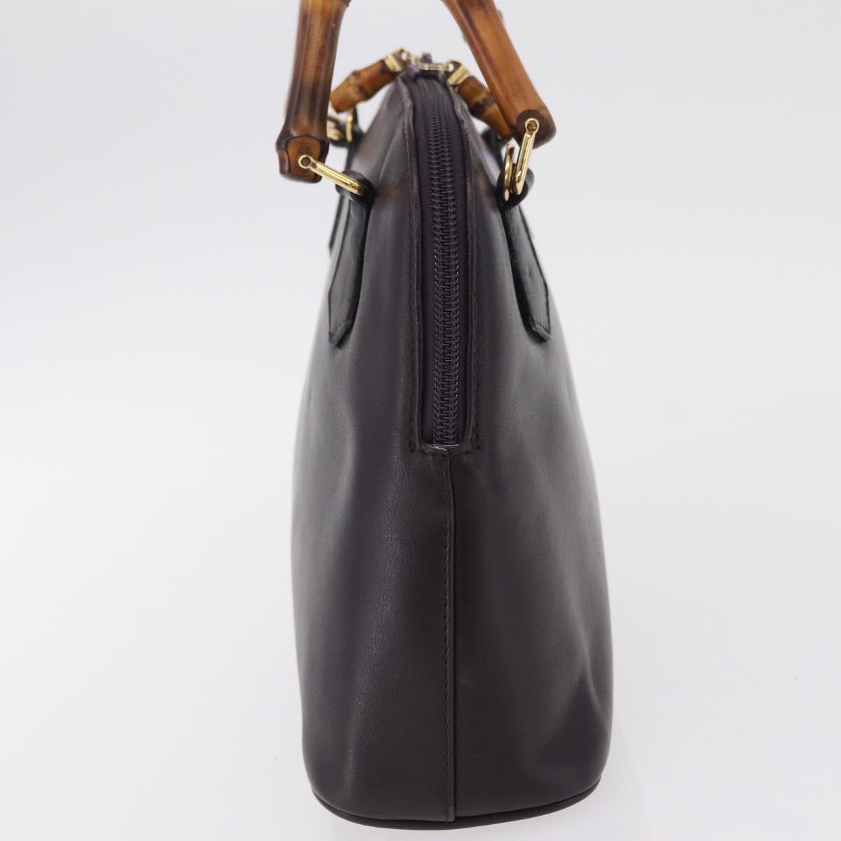 GUCCI Bamboo Hand Bag Leather Purple Gold 000 1186 Auth ep16375