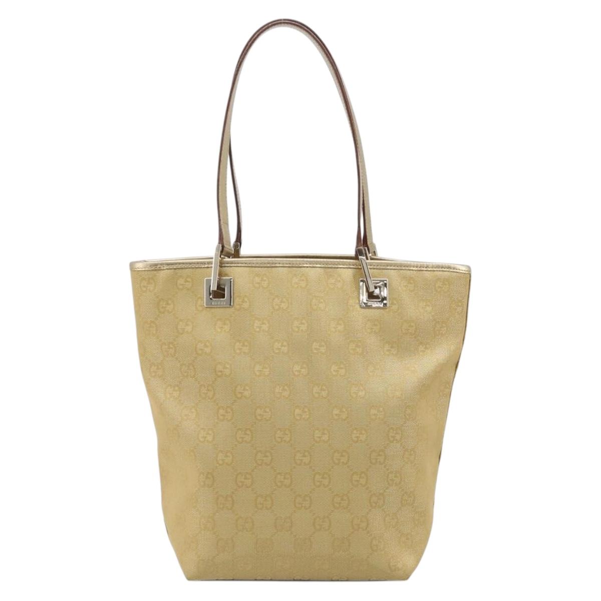 GUCCI GG Canvas Tote Bag Gold 002 1099 Auth ep16378