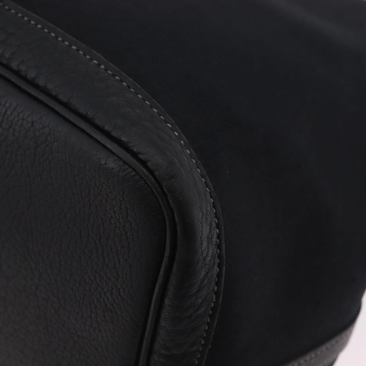 HERMES Garden Party PM Hand Bag Canvas Black Silver Auth ep16381V