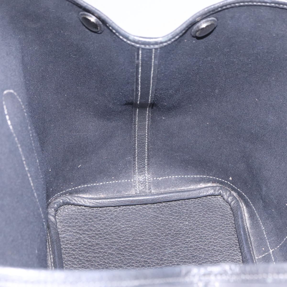 HERMES Garden Party PM Hand Bag Canvas Black Silver Auth ep16381V