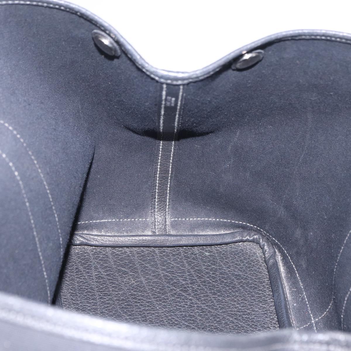 HERMES Garden Party PM Hand Bag Canvas Black Silver Auth ep16381V