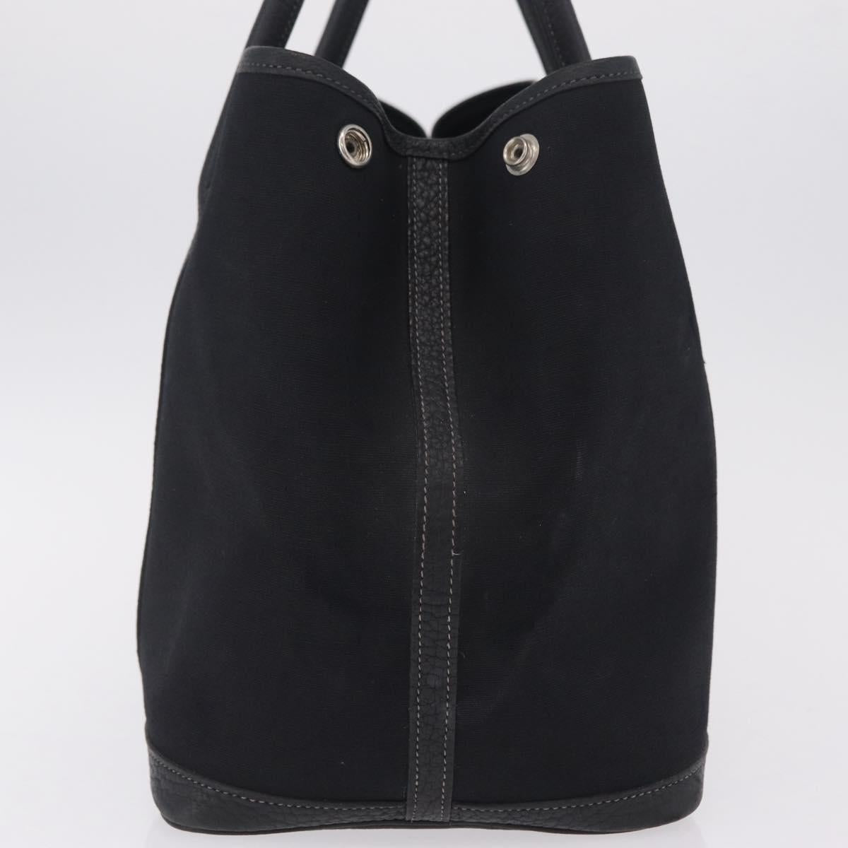 HERMES Garden Party PM Hand Bag Canvas Black Silver Auth ep16381V
