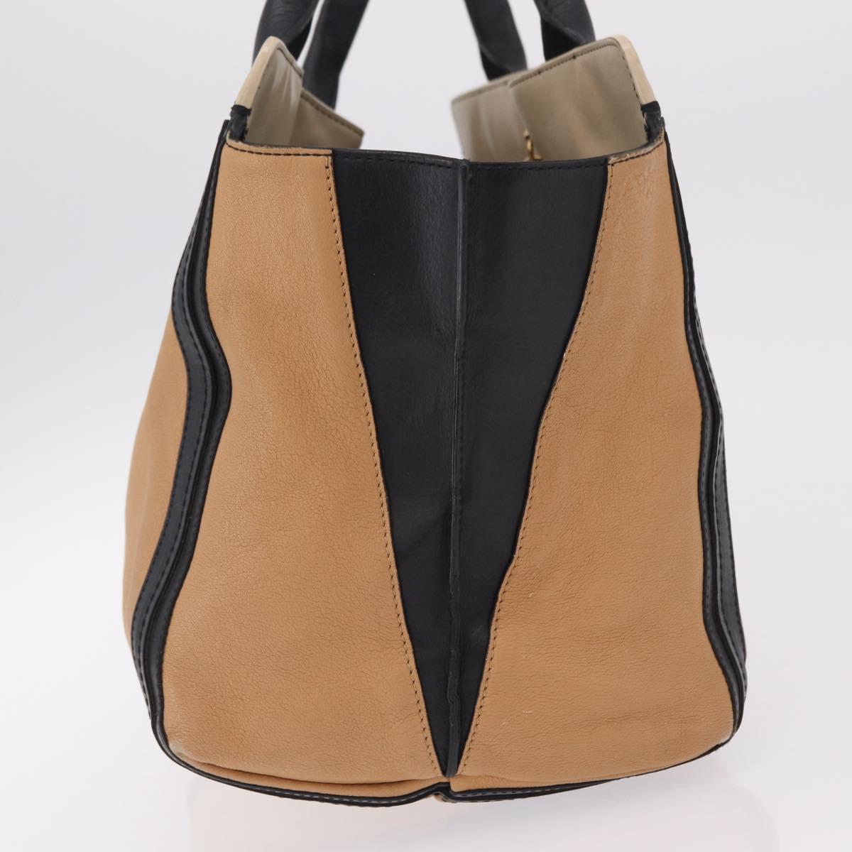 Chloe Alison Tote Bag Leather Beige Gold Auth ep16382