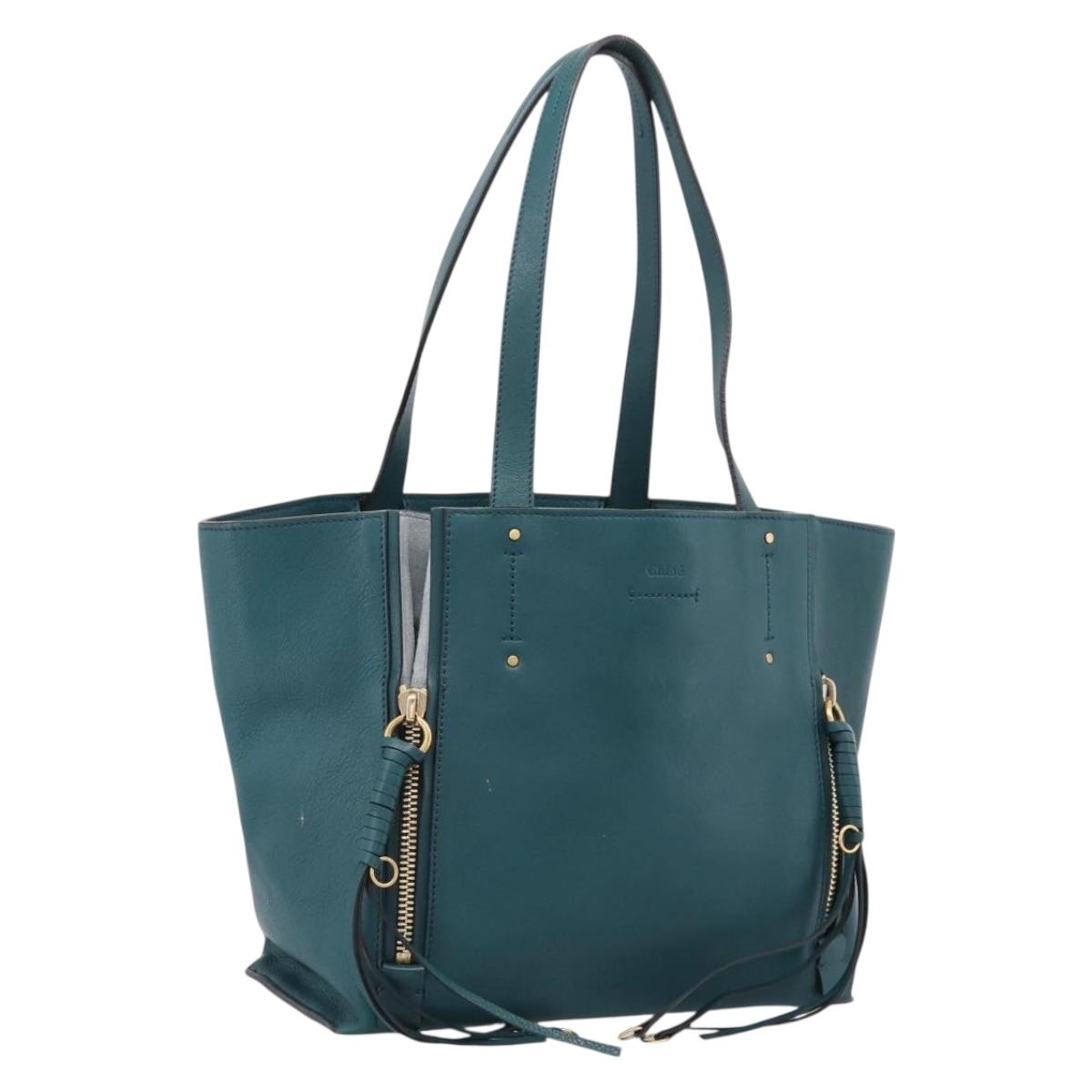 Chloe Milo Hand Bag Leather Green Gold Auth ep16383A