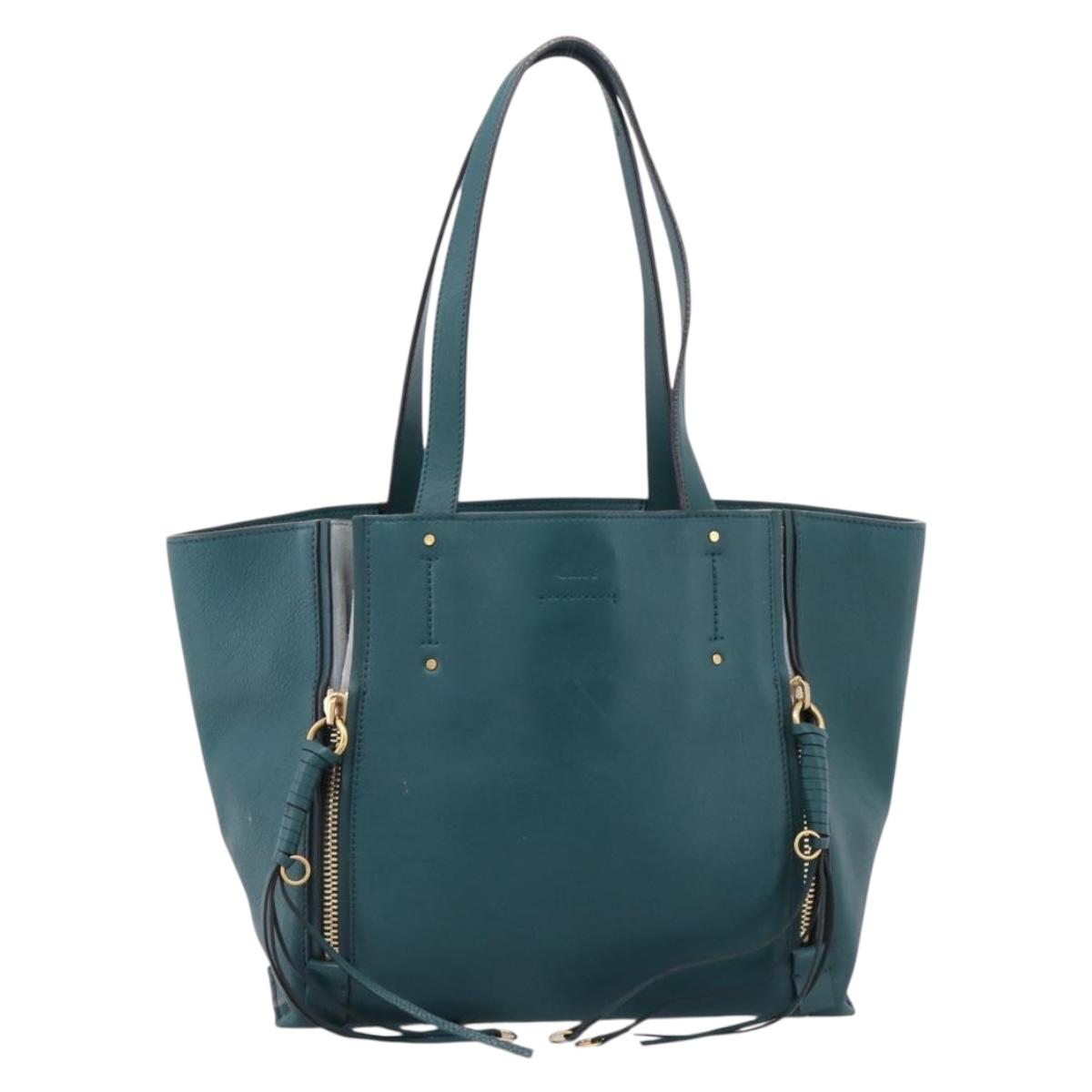Chloe Milo Hand Bag Leather Green Gold Auth ep16383A