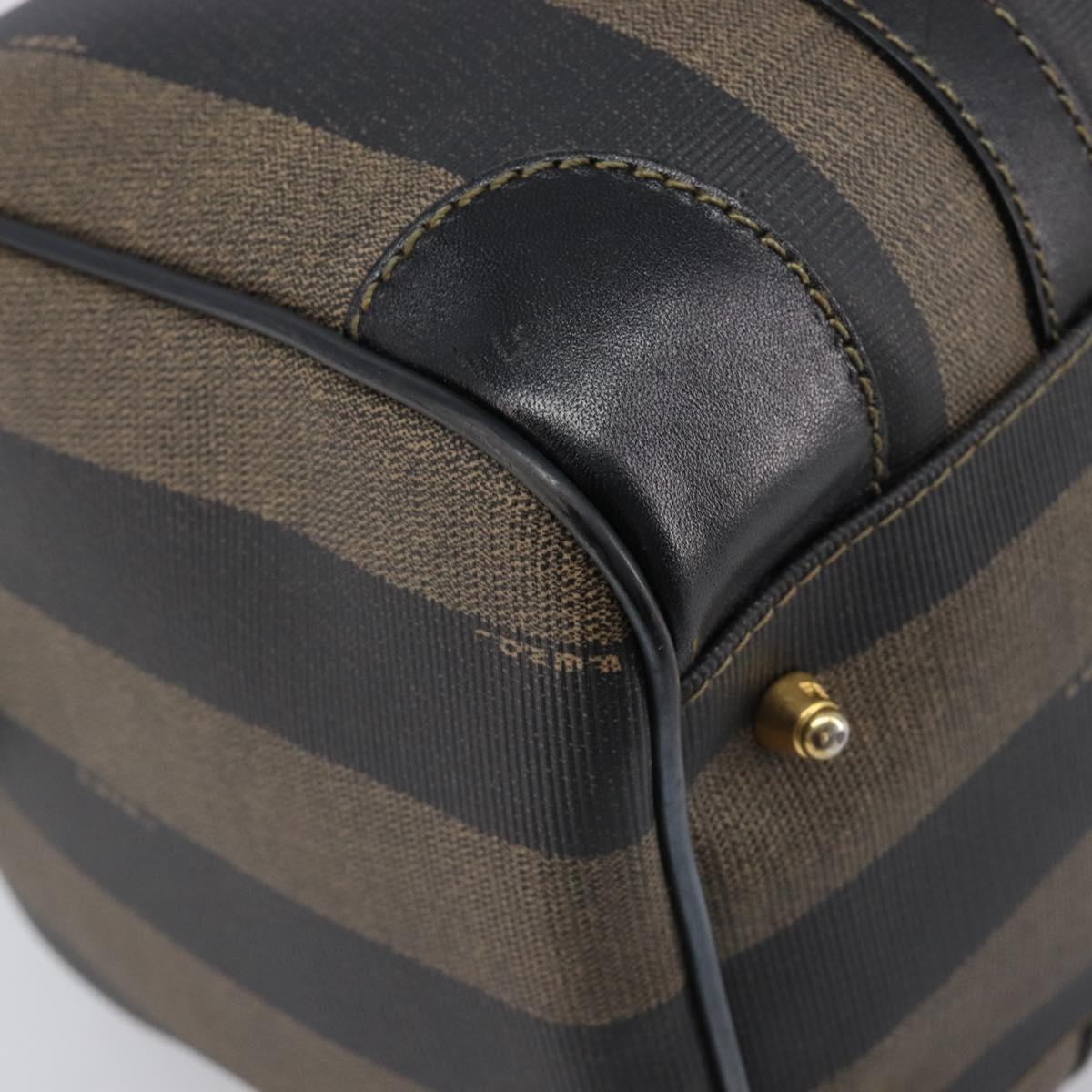 FENDI Pecan Canvas Hand Bag PVC Black Brown Auth ep16390