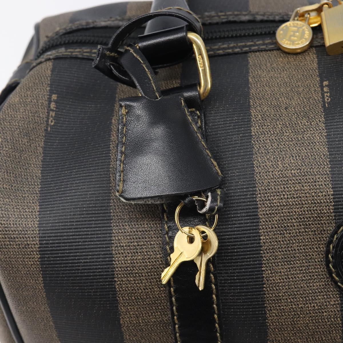 FENDI Pecan Canvas Hand Bag PVC Black Brown Auth ep16390