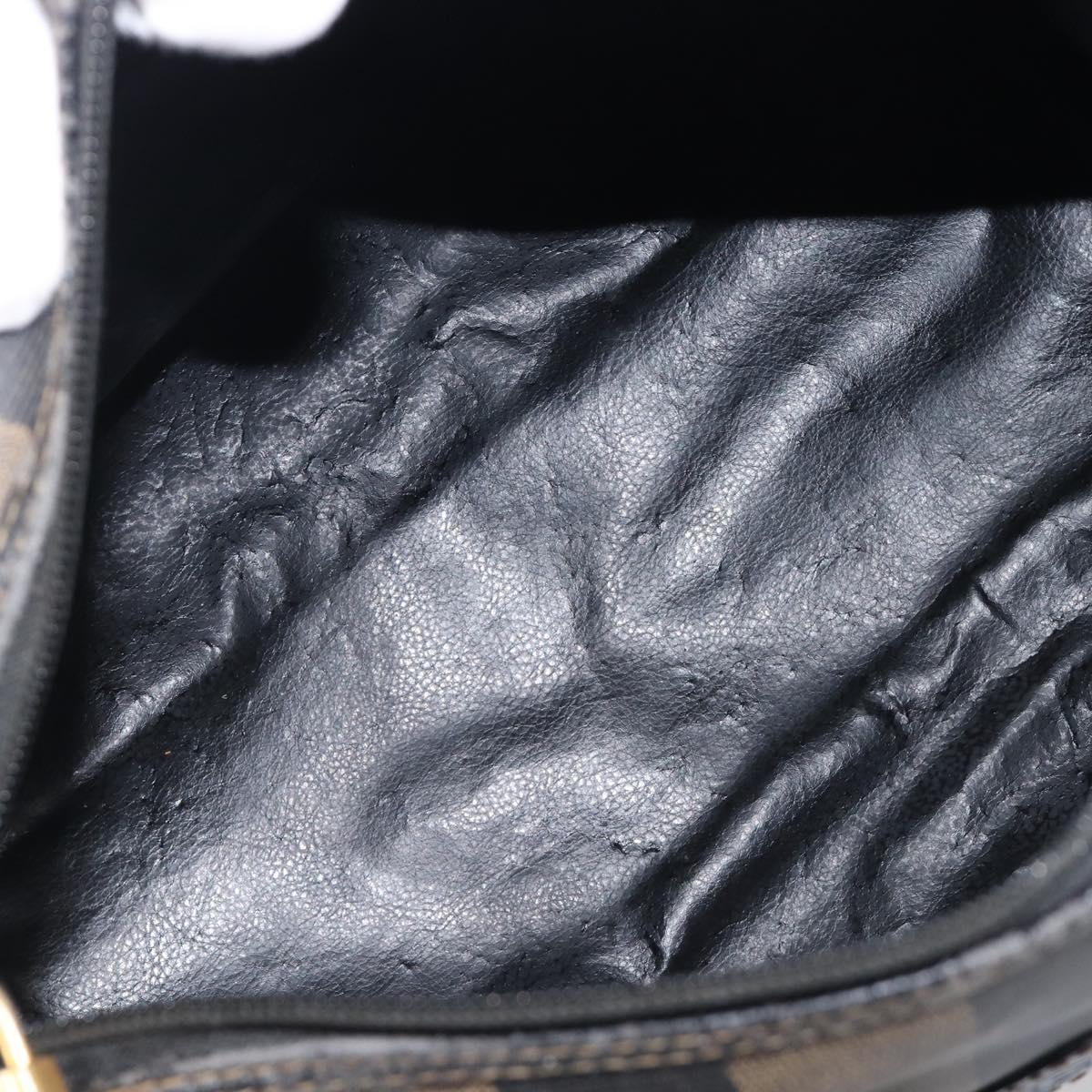 FENDI Pecan Canvas Hand Bag PVC Black Brown Auth ep16390