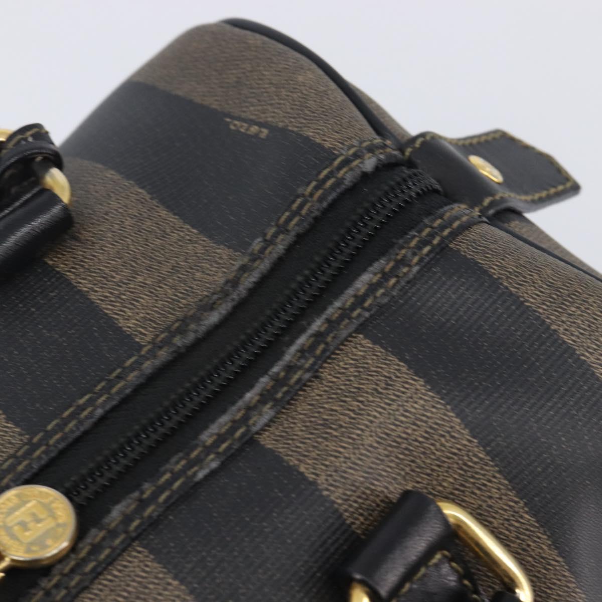 FENDI Pecan Canvas Hand Bag PVC Black Brown Auth ep16390