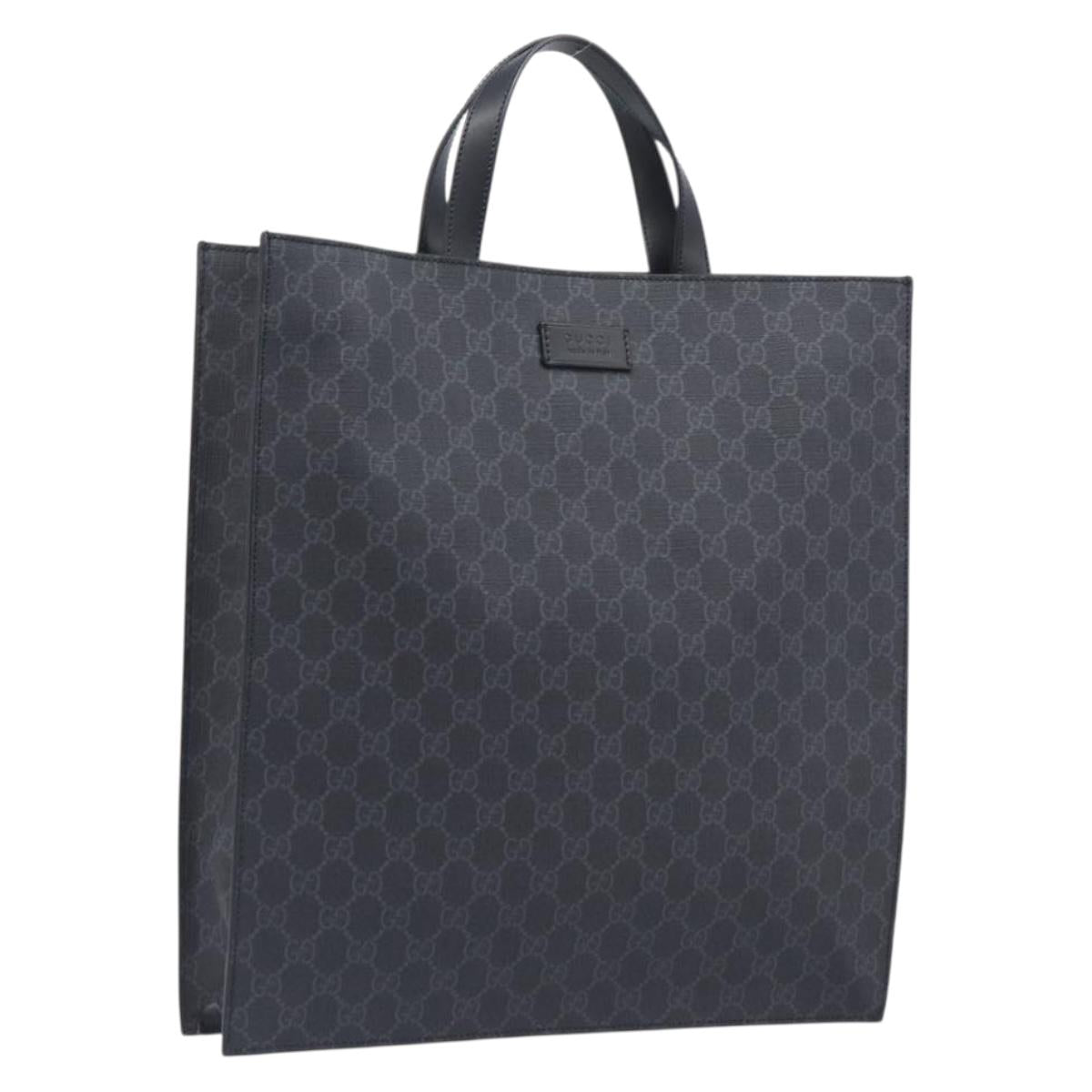 GUCCI GG Supreme Tote Bag PVC Black Silver 495559 Auth ep16393V