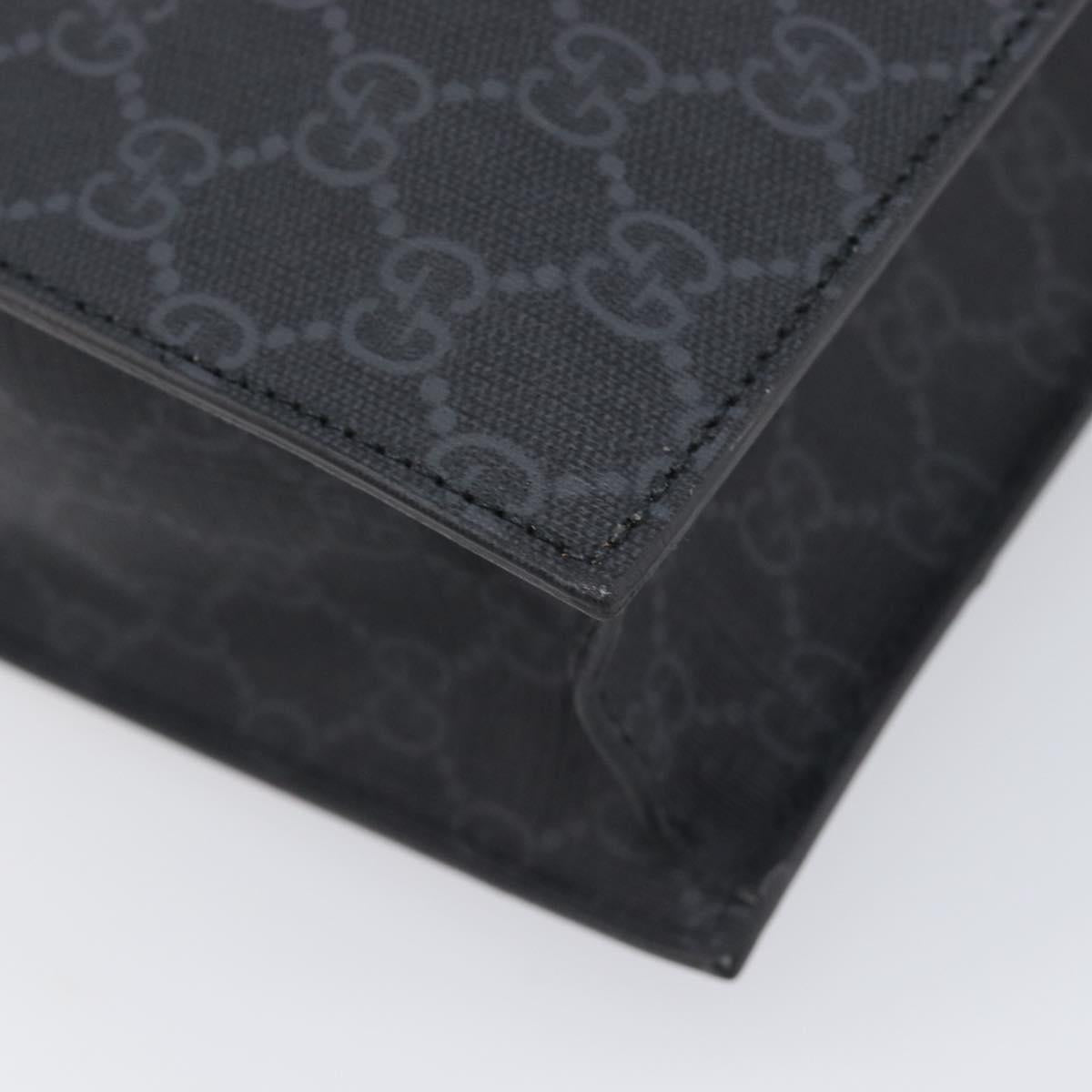 GUCCI GG Supreme Tote Bag PVC Black Silver 495559 Auth ep16393V