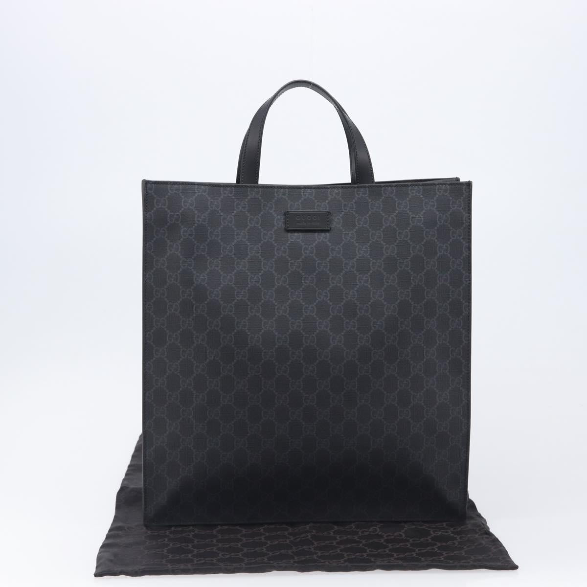 GUCCI GG Supreme Tote Bag PVC Black Silver 495559 Auth ep16393V