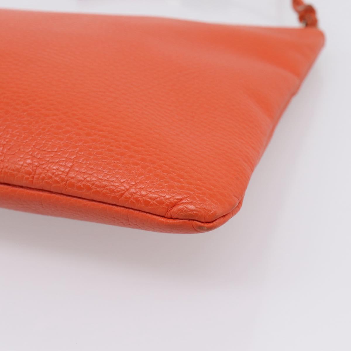 GUCCI Clutch Bag Leather Outlet Orange Gold 449653 Auth ep16394A