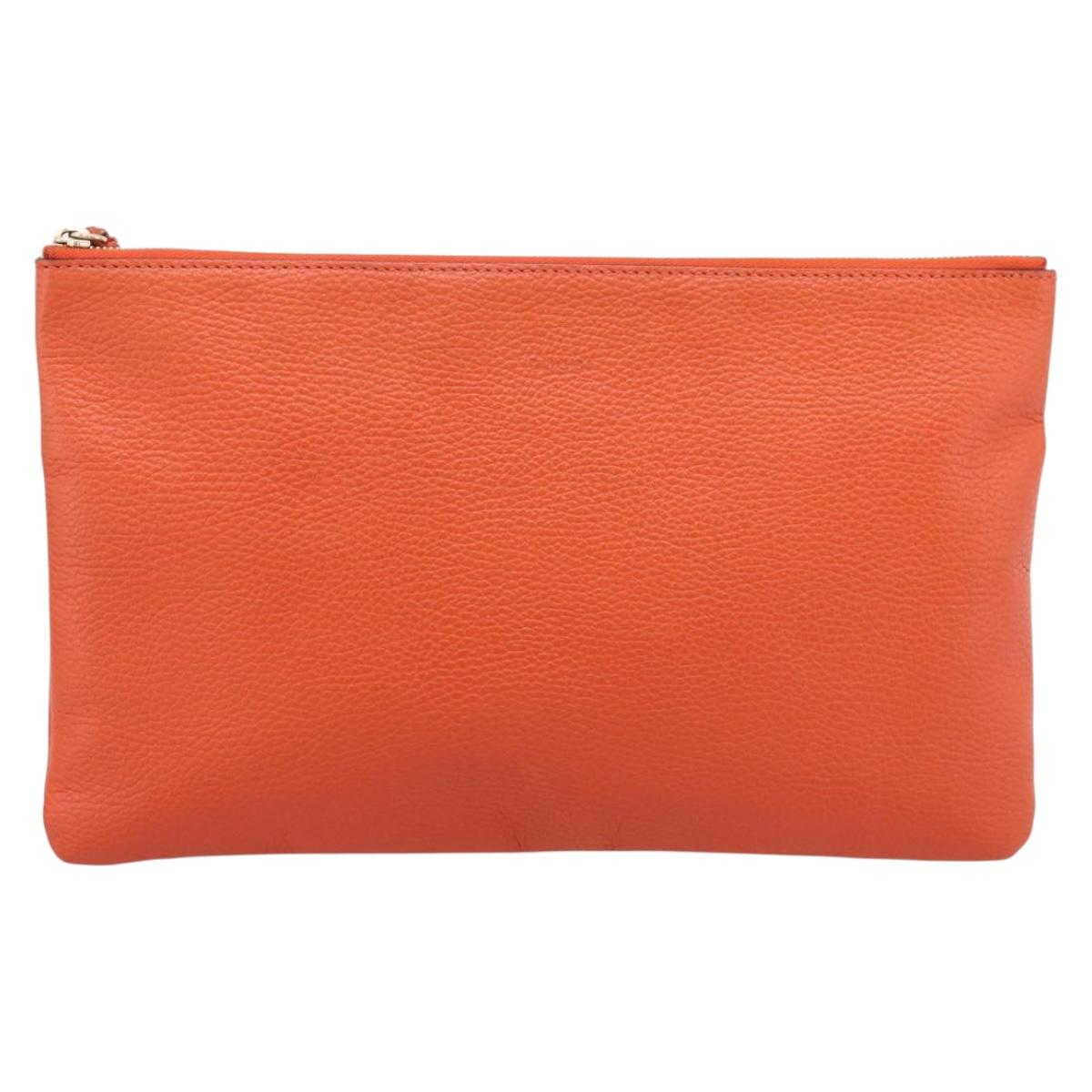 GUCCI Clutch Bag Leather Outlet Orange Gold 449653 Auth ep16394A