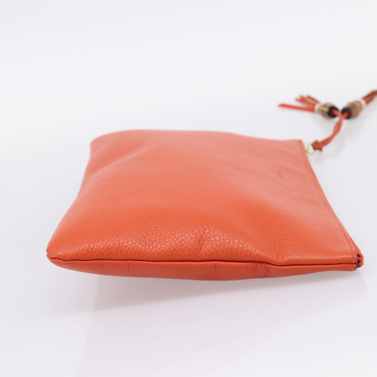GUCCI Clutch Bag Leather Outlet Orange Gold 449653 Auth ep16394A