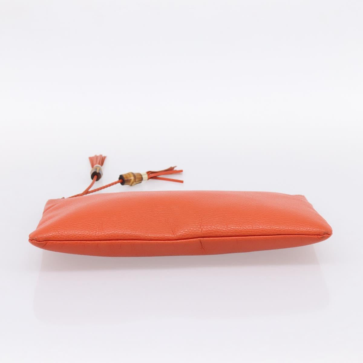 GUCCI Clutch Bag Leather Outlet Orange Gold 449653 Auth ep16394A