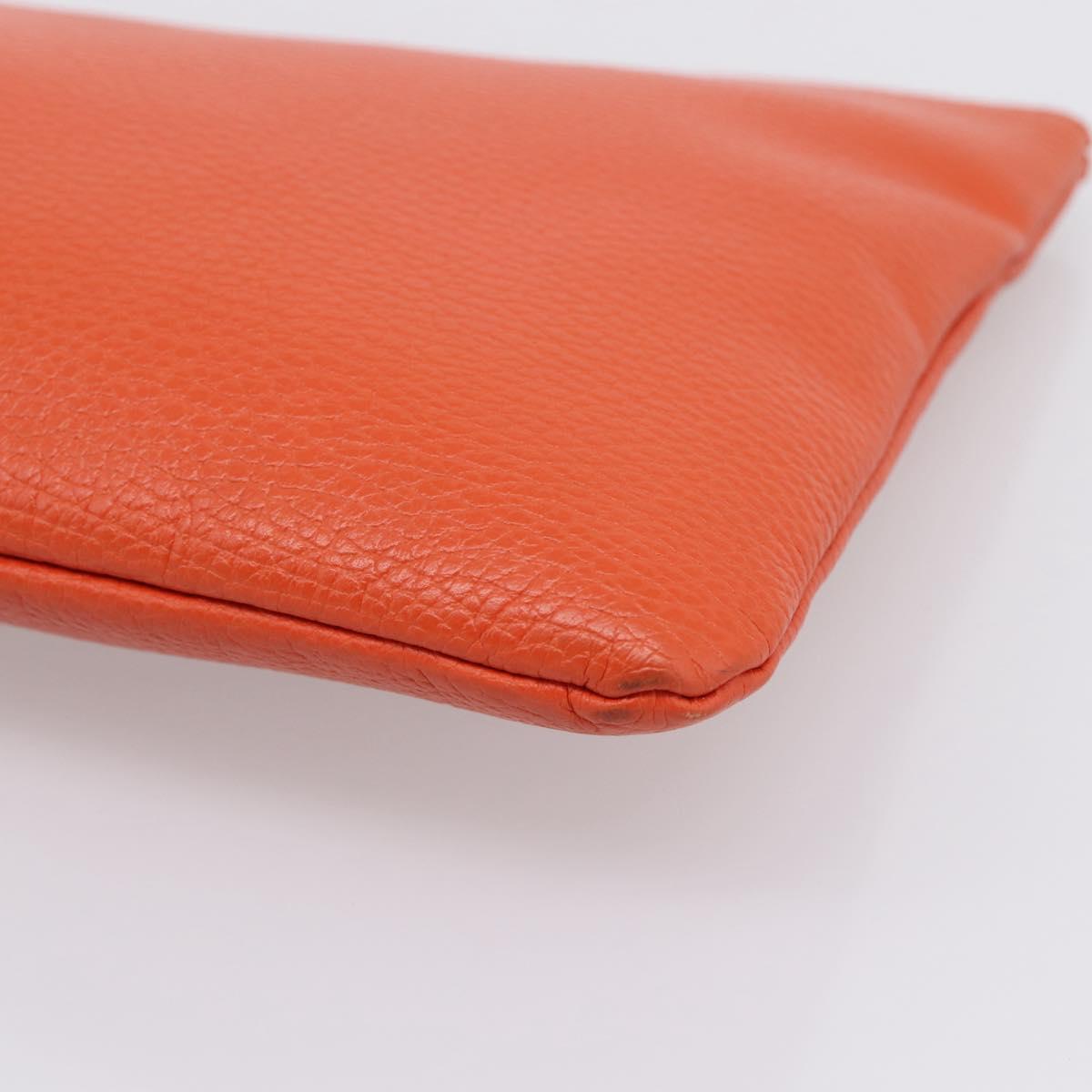 GUCCI Clutch Bag Leather Outlet Orange Gold 449653 Auth ep16394A