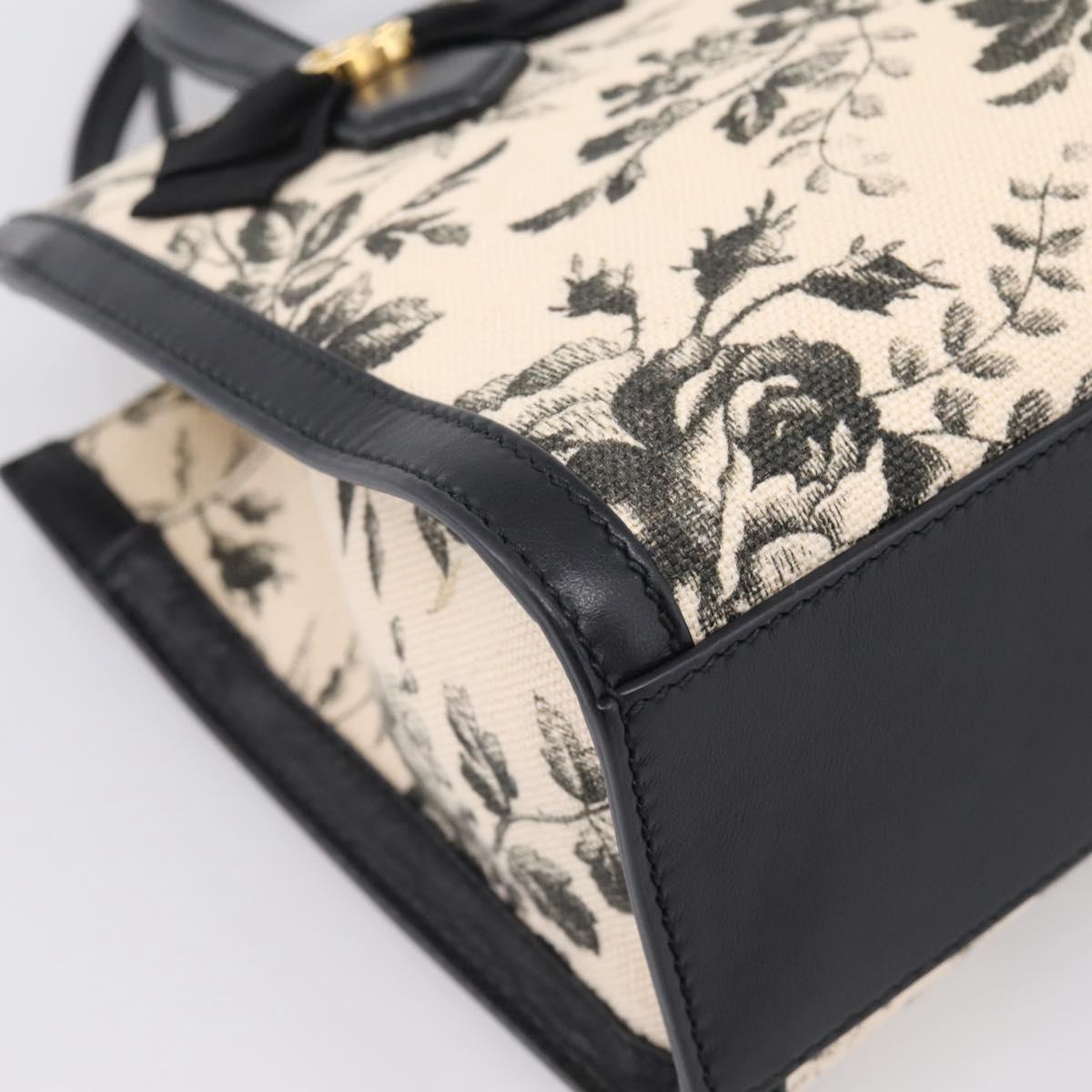 GUCCI Hand Bag Canvas 2way White Gold 443089 Auth ep16398V