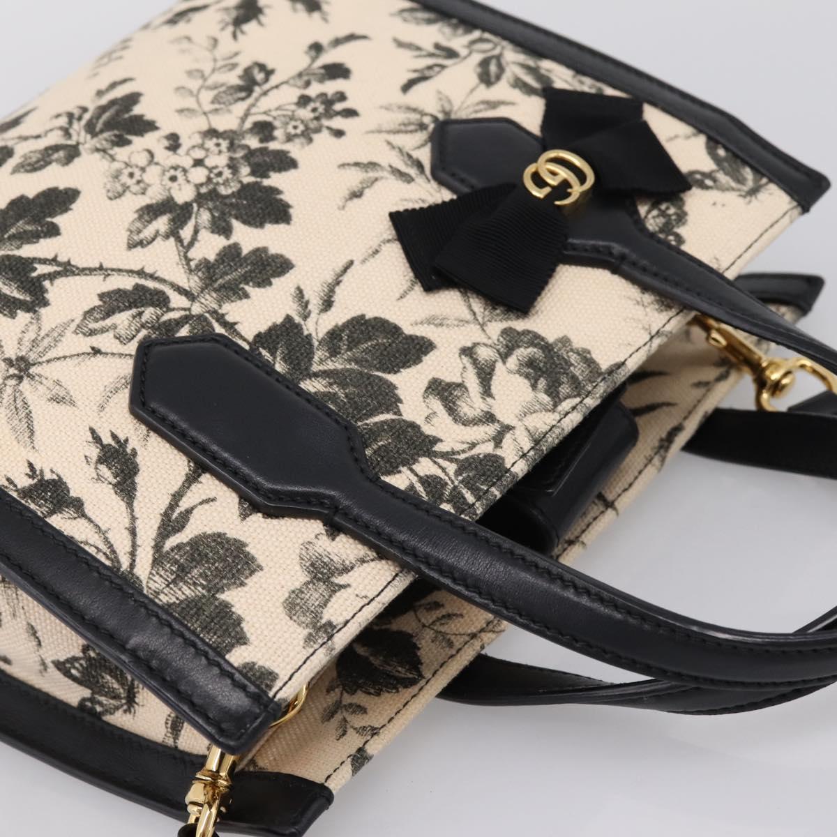 GUCCI Hand Bag Canvas 2way White Gold 443089 Auth ep16398V