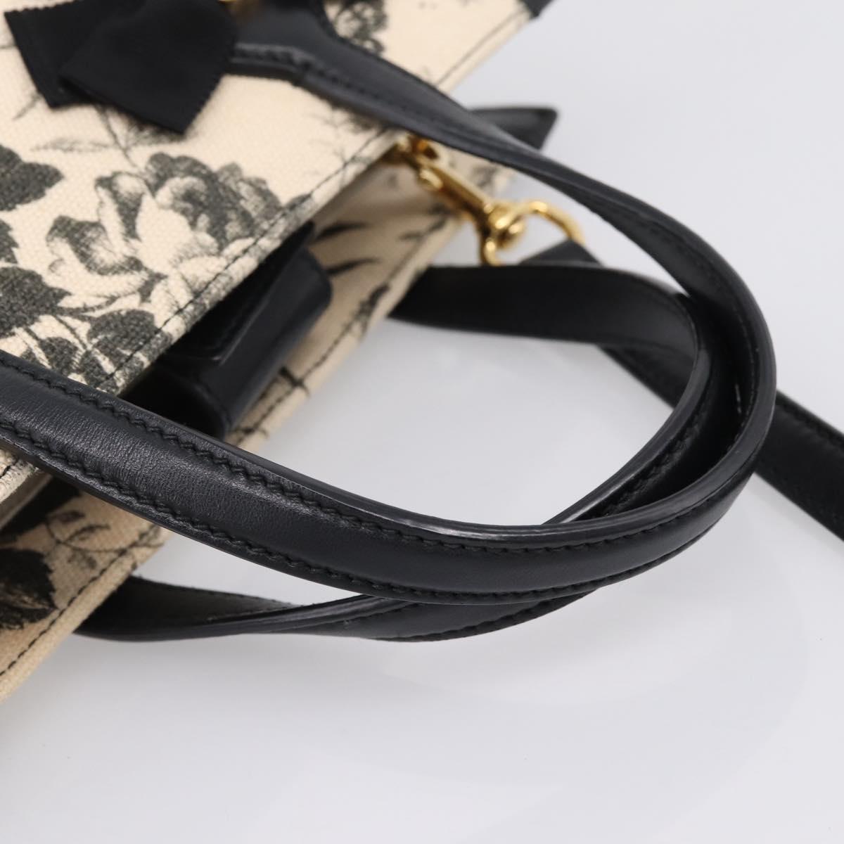 GUCCI Hand Bag Canvas 2way White Gold 443089 Auth ep16398V