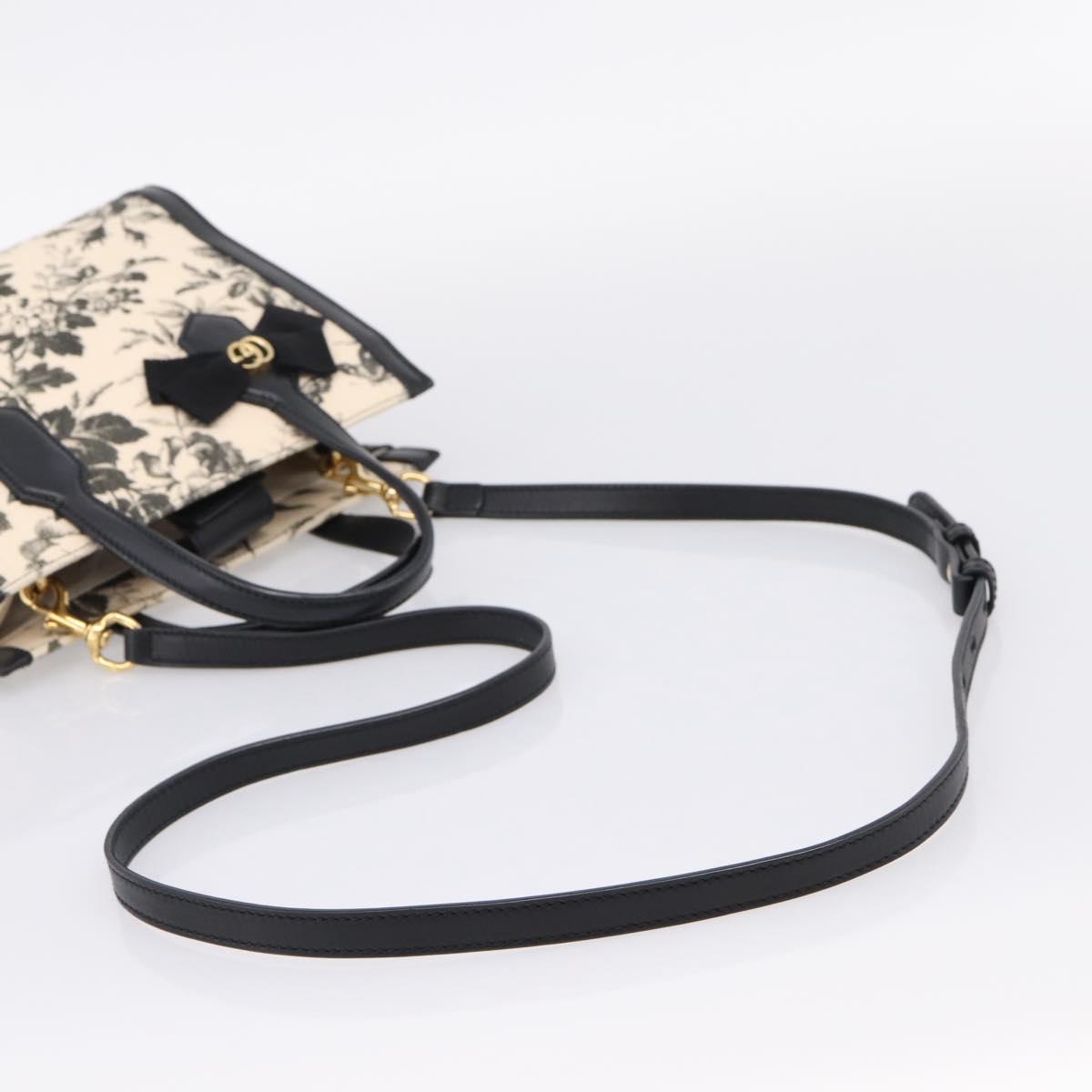GUCCI Hand Bag Canvas 2way White Gold 443089 Auth ep16398V