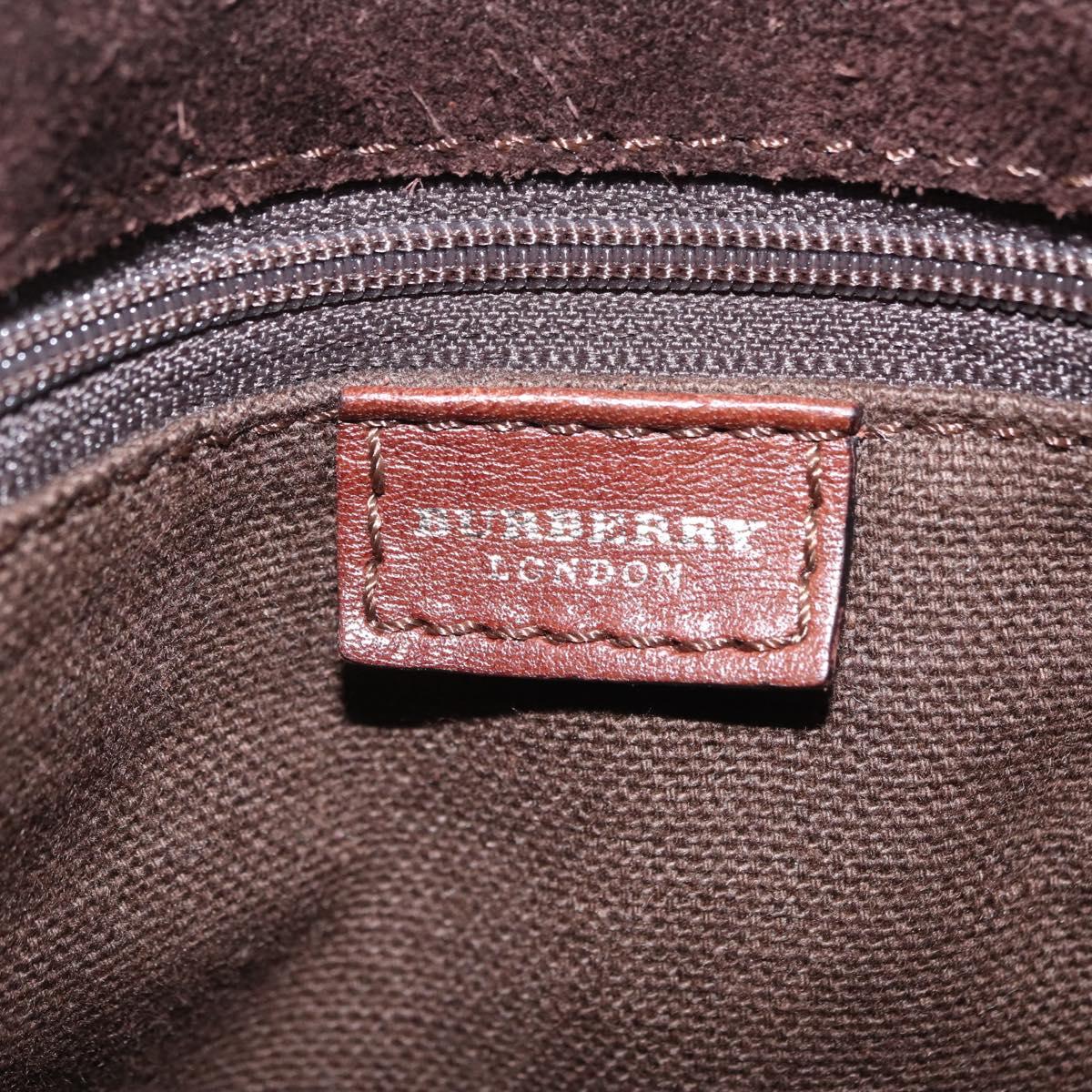 BURBERRY Hand Bag Suede Dark Brown Gold Auth ep16404