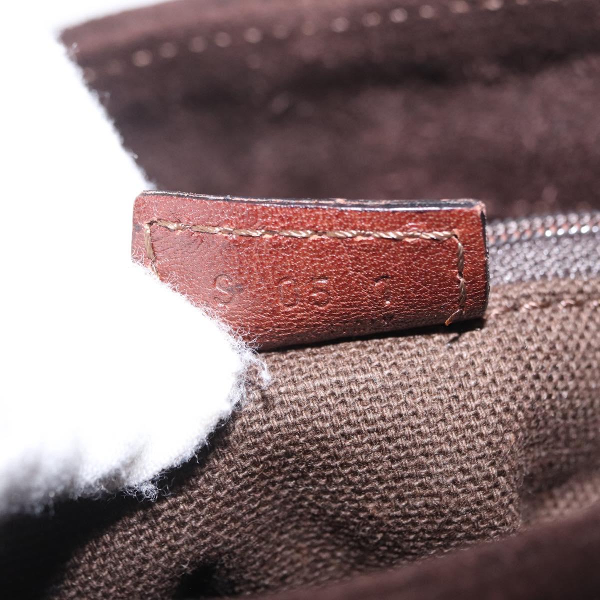 BURBERRY Hand Bag Suede Dark Brown Gold Auth ep16404