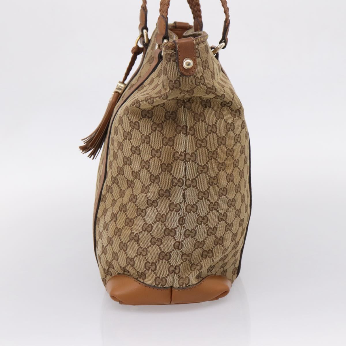 GUCCI GG Canvas Tote Bag Beige Gold 257031 Auth ep16406